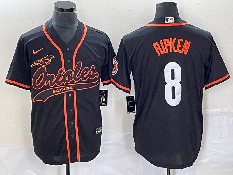 Men Baltimore Orioles 8 Ripken Black Co Branding Nike Game MLB Jersey style 1